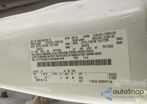 2017 Ford F-250 Xl z USA, uszkodzony, nr VIN 1FT7W2BTXHEB29166